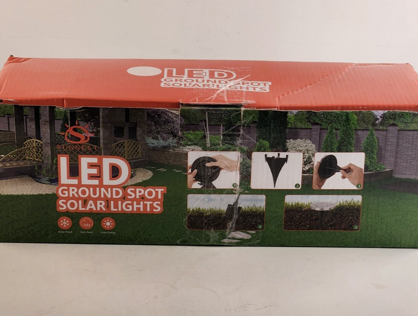Sunnest 12 Pack LED Ground Spot Solar Lights Front and Back Yard