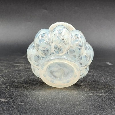 Fenton Glass Perfume Bottle White French Opalescent Lattice Optic Squat 4.25"