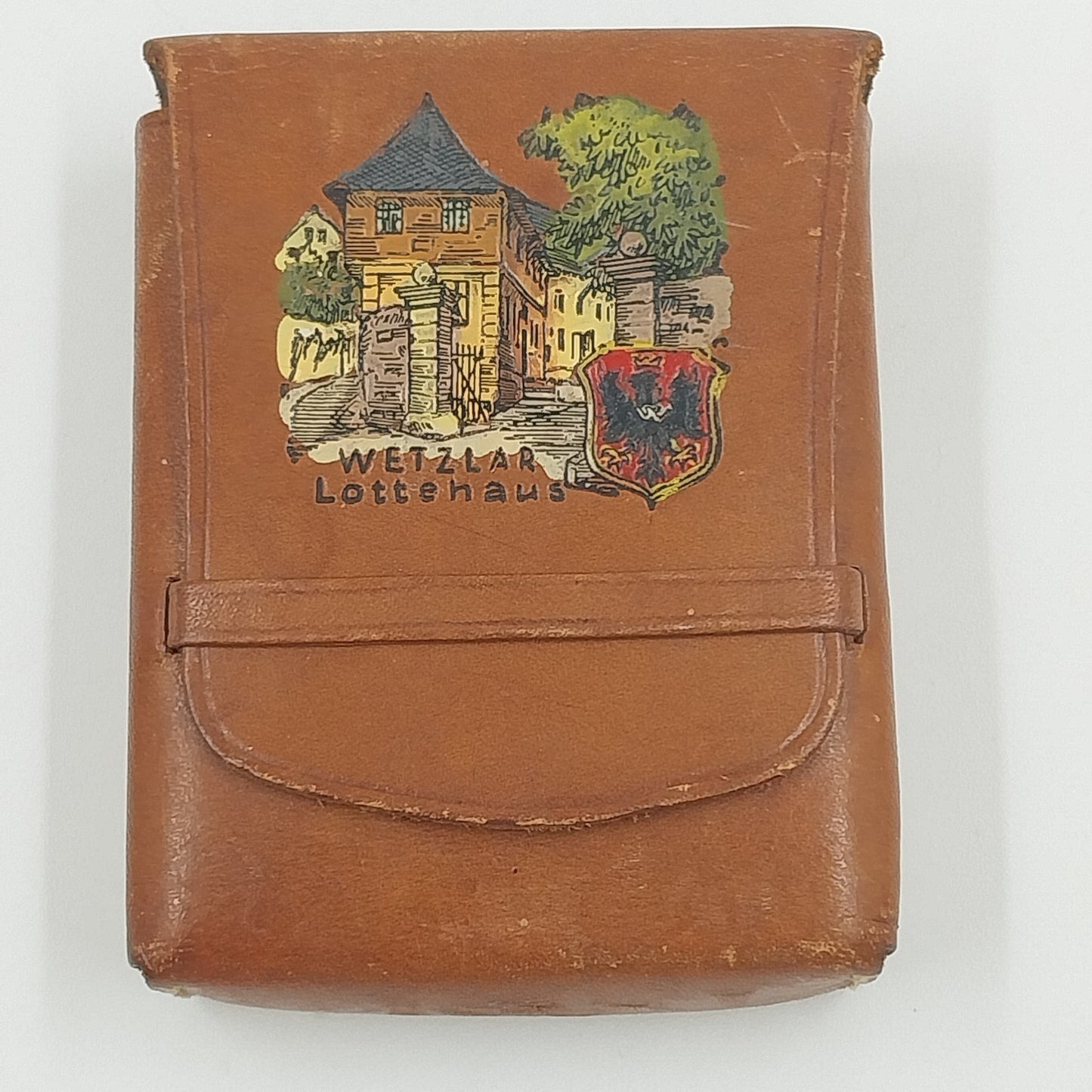 WETZLAR Lottehaus Brown Leather Cigarette Tobacco Pouch Case Holder Pat.gesch