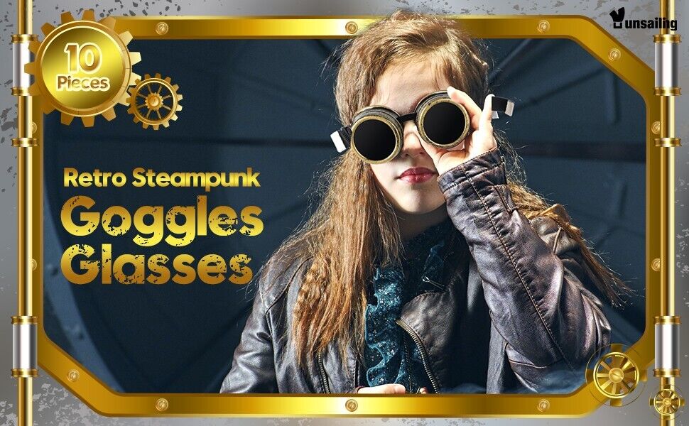 10 Pc Retro Victorian Steampunk Goggles Glasses Sunglasses Punk Cosplay Costumes