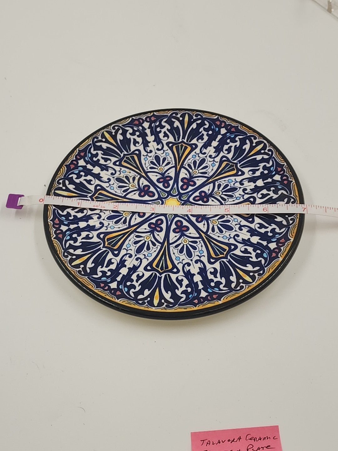 Talavera Ceramar Spain Plate Hand Painted Floral Motif Wall Hanging Ceramic 7”