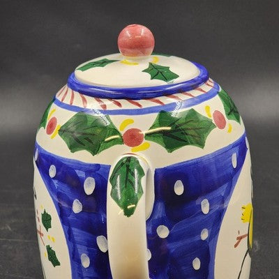 Chocolate Pot and Lid by Present Tense Italy Hand Painted Nine Cups 8.75"h x 6"d