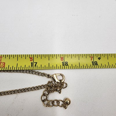 Gold Tone Chain with Glossy Black Faux Rhinestone & Gold Tone Discs 18" Necklace