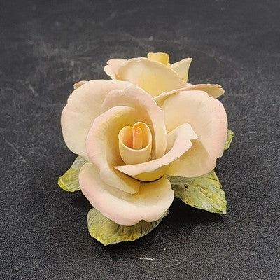 Napoleon Authentic Capodimonte Porcelain 2 Rose Flower Italy Collectible