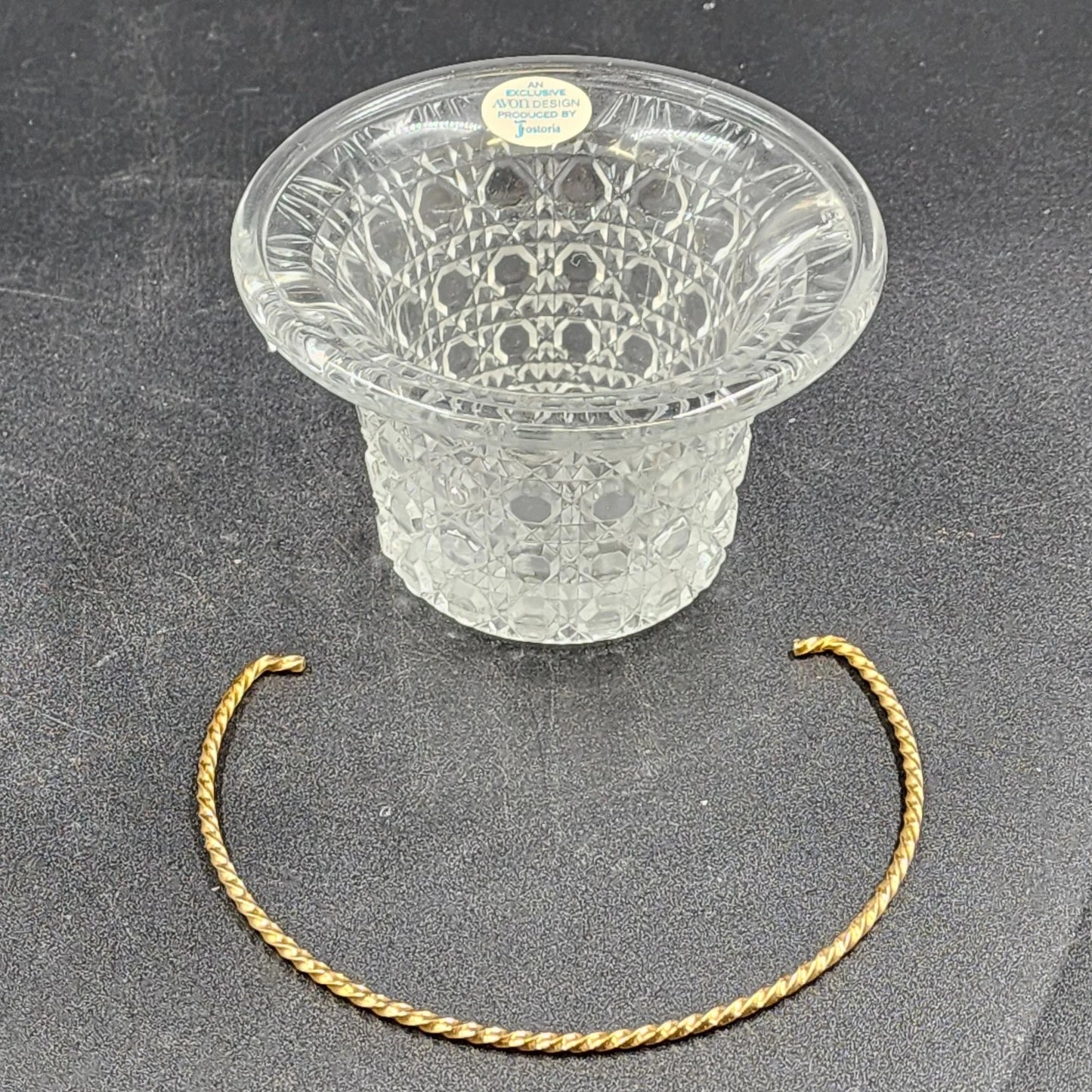 Avon Fostoria Glass Candlelight Basket Candle Holder Perfumed 1970's Vintage NIB