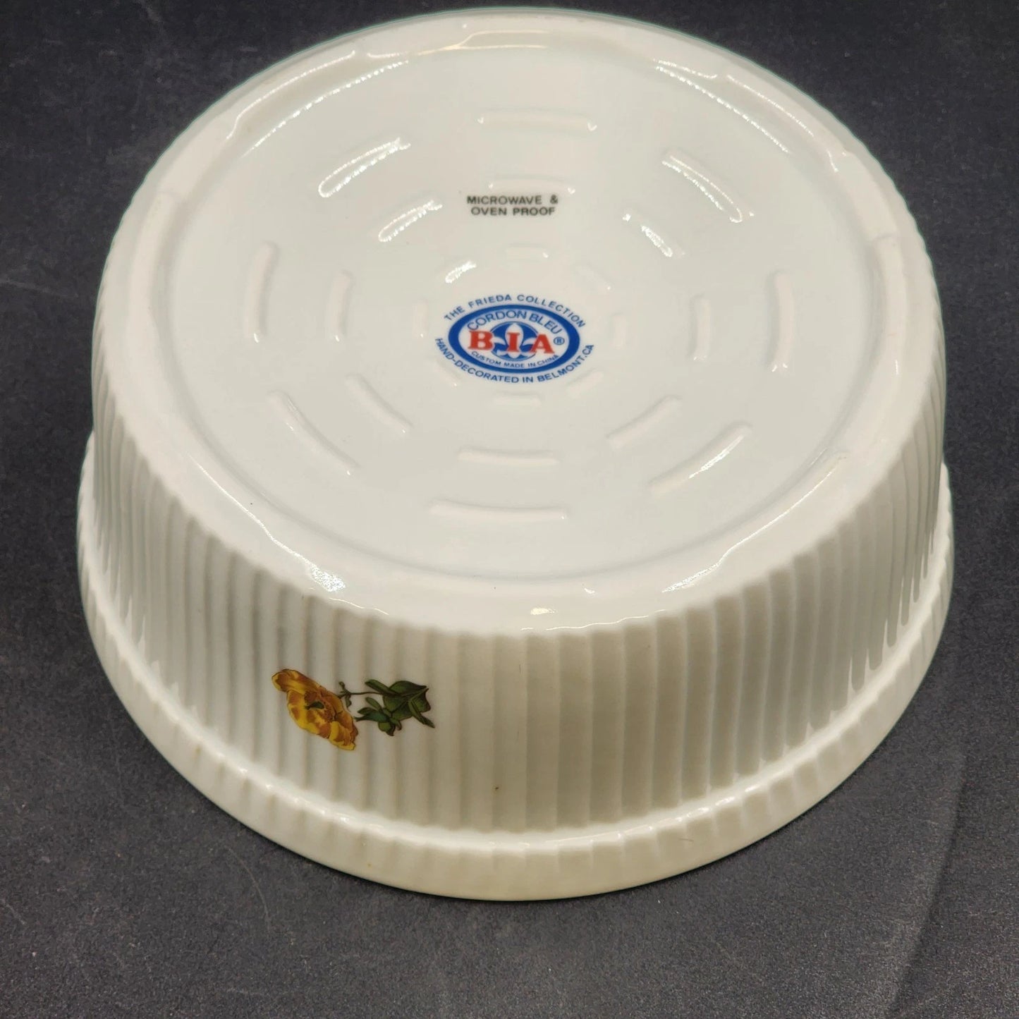 BIA Cordon Bleu Caroline Casserole Dish 8" Round Floral Souffle Baker No Lid Vtg