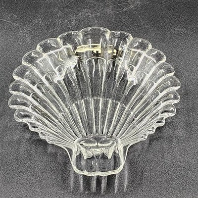 Crystal Clear Pressed Glass Scallop Sea Shell Shaped Decorative Candy Dish 6"x7"
