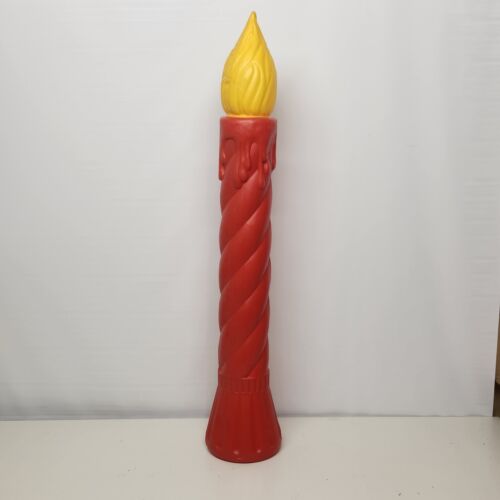 Blow Mold Vintage Red w/ Yellow Flames Pole Candle Product Union Molded 35" Tall