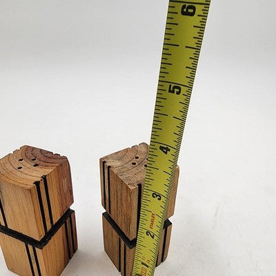 Natural Wood Square Block Salt and Pepper Shakers 3" Vintage Kitchen Accessories