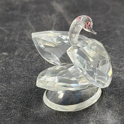 Swarovski Crystal Swan Figurine 2" with Red Eyes Elegant Collectible Vtg Decor