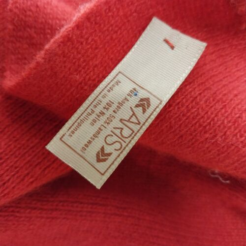 ARIS Red Angora Lambswool Nylon Neck Scarf Soft Stretchy Warm 48"x7"