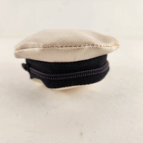 HMS Victory Sailor Cap Coin Purse Zip Close Vintage England Ship Leather 1950s