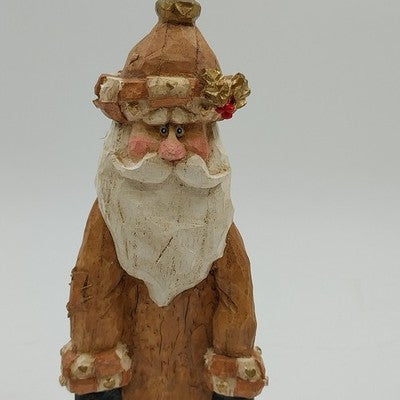 Santa Claus Resin Figure Brown White Beard 9.25" The Purple Pig Christmas Theme