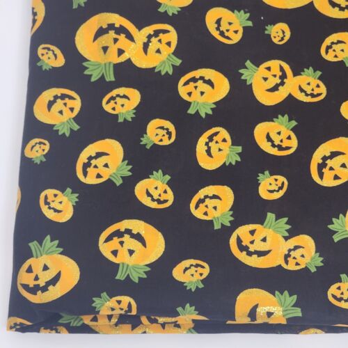 Black and Orange Halloween Pumpkin Pattern Linen Tablecloth 104 x 43 Inches