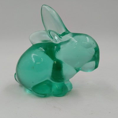 Enesco Art Glass Bunny Rabbit Figurine Paperweight Spring Green Cotton Tail 3.5"