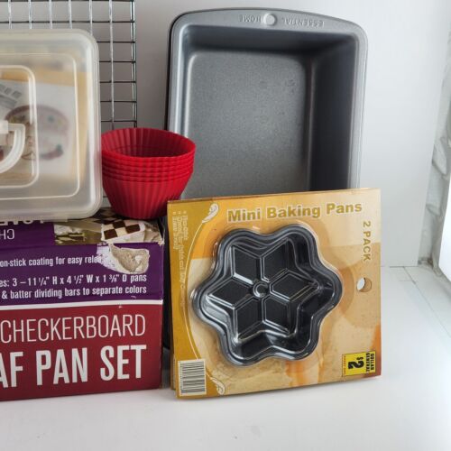 Baking Pan Checkerboard Cake Loaf Cupcake Pan Decorating Kit Set Cooking Rack