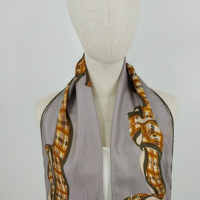 Ribbons & Bows Pattern Silk Rectangle Scarf 67" Kenneth J Lane Glentex Japan