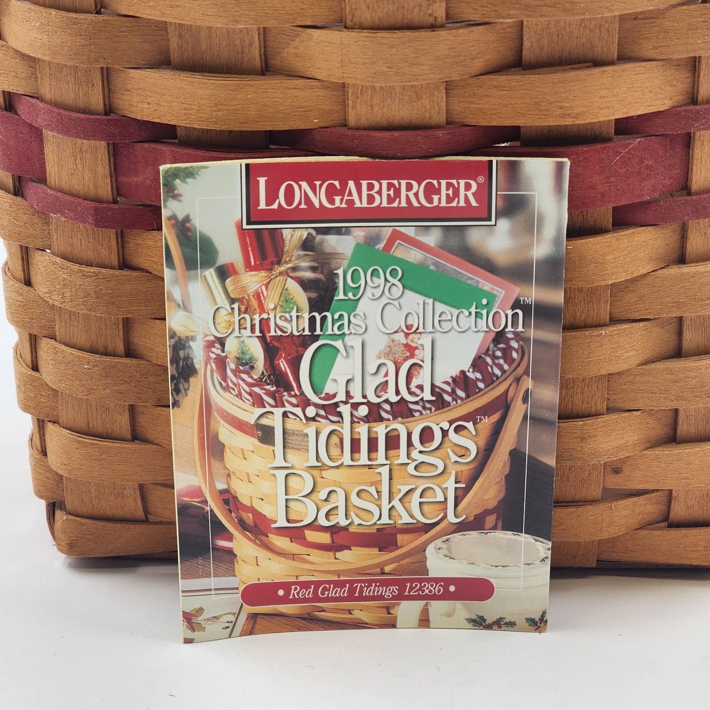 Longaberger Christmas 1998 Glad Tidings Basket Red Wall Hanger Plastic Protector