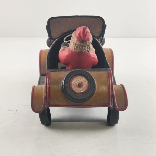 Department 56 TOYS IN THE ATTIC Metal Santa Claus Driving Car Tin Christmas Vtg