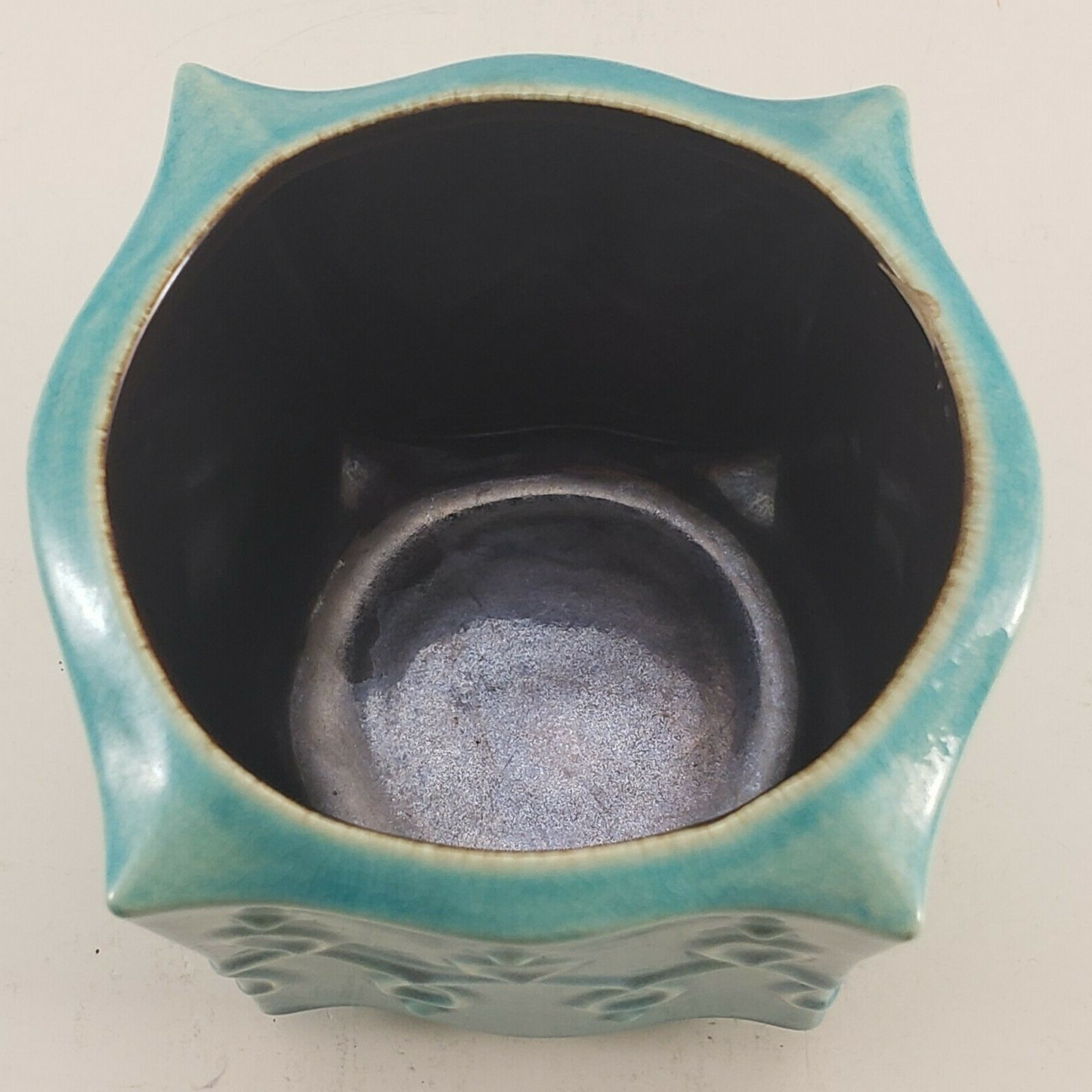 Red Wing Pottery USA Planter 1278 Aqua Turquoise Color Vintage Mid Century 4"x4"