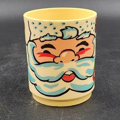 Santa Claus Mug Cup 3.75" Tall HO HO HO MERRY CHRISTMAS Deka Plastic