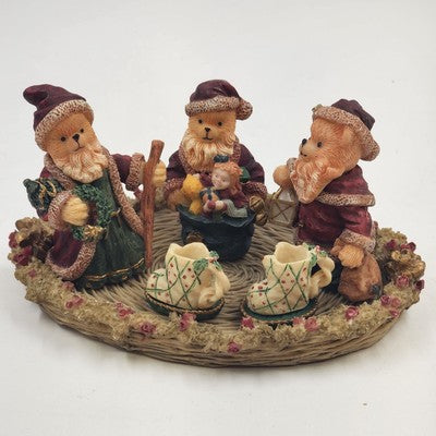 Cherished Moments Santa Bears 1799 Tea Time Mini Tea Set 6" Vintage 1995