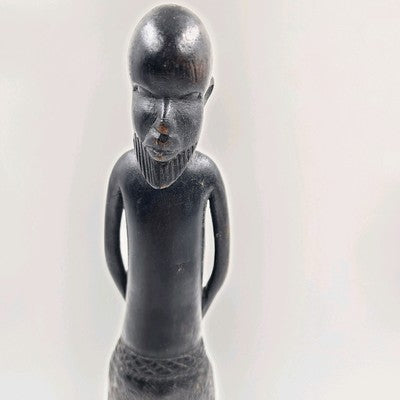 African Man Ashanti Asante Statue Sculpture Hand Carved Ebony Dark Ironwood 15"