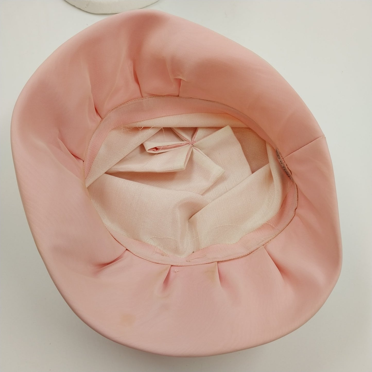 Union Made Women's Pale Pink Summer Sun Bucket Hat with Ribbon Bow USA