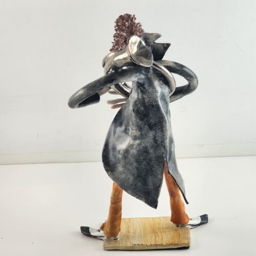 Arnoldo Miniati Ceramic Sculpture Orchestra Horn Player Modern Art 10 Inch Tall