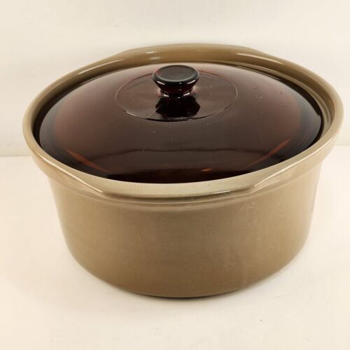 Amana Radarange 4 Qt Country Cooker Western Stoneware Amber Glass Lid