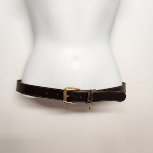 Woman's Size 03 Brown Belt With Snakeskin Pattern And a Gold Plated Buckle 35"