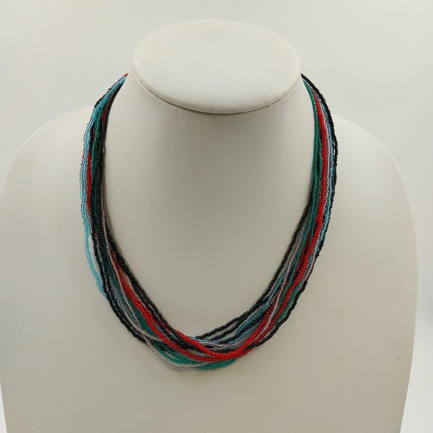 3 Beaded Necklaces Multicolor Seed Bead Suede Cord Amber Pendant