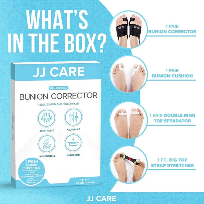 New JJ Care Bunion Corrector Non Surgical 1 Pair Reduces Pain and Discomfort