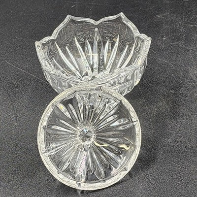 Gorham Crystal Lotus Pattern Creamer & Sugar Bowl with Lid Vtg Glass Set Germany