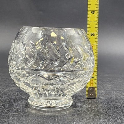 24% Lead Crystal Bowl Vase Hand Cut Clear Round 3.25" Footed Poland