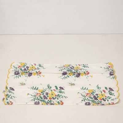 2 Rectangle Floral Doily Dresser Scarves Scalloped Edge Polyester & Cotton Italy