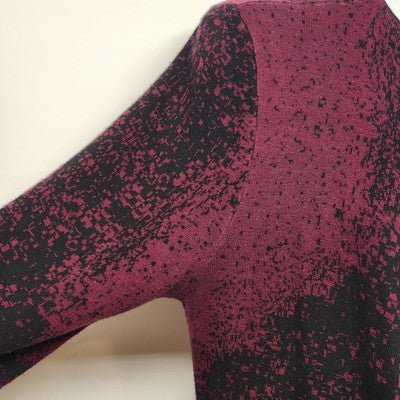 Kasper Women's Long Sleeve Cardigan Wine Purple Black Sweater Open Front Medium