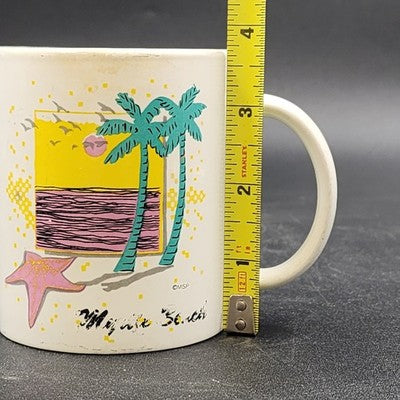 Myrtle Beach White Coffee Mug Cup 3.75" Vacation Souvenir Ocean Palm Tree Handle