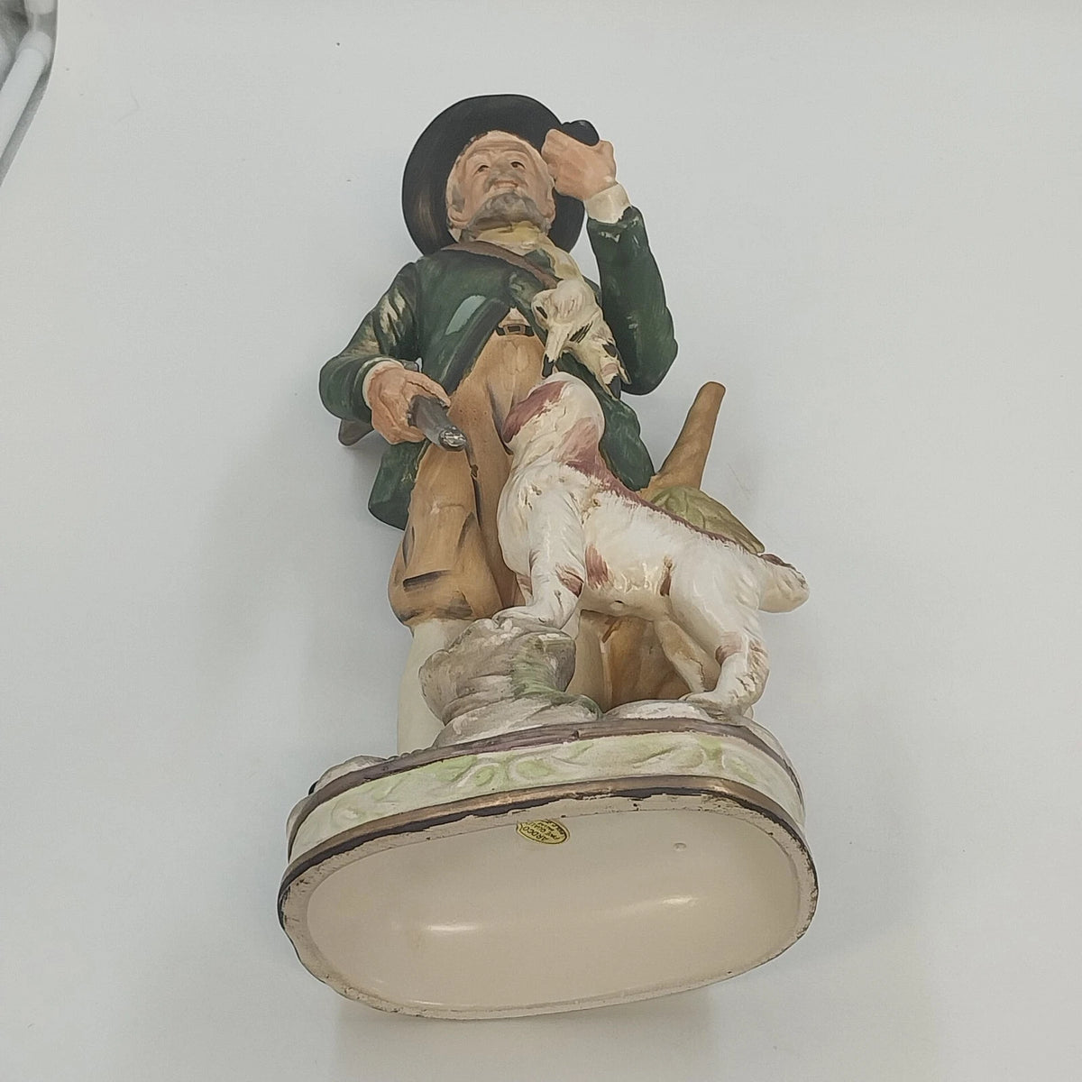 ARDCO Hunter Man & Wood Gatherer Woman Figurines Pair w Dogs 15" Japan Vintage