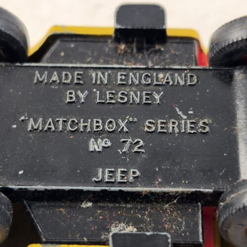 Vintage Matchbox Lesney Series Superfast No. 72 Yellow Jeep England See Pics