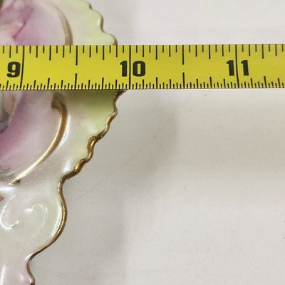 MZ Austria Plate Pastel Roses Gilded Floral Scalloped Edge 10" Vintage