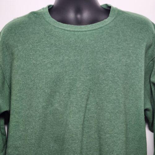 Green Fleece Sweatshirt Crewneck Pullover Men's Large Vintage Fruit of the Loom