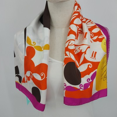 Nordstrom 34" Square Silk Scarf Floral Abstract Multicolor Italy Vintage 100%