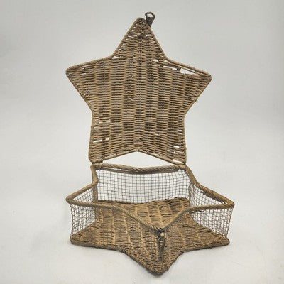 Basket Box Storage 10"Star Shape Large Hanging Wicker Natural Wood Color Weaving