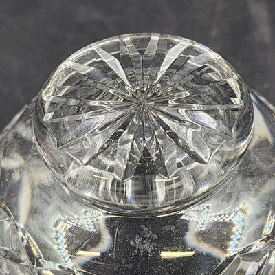 24% Lead Crystal Bowl Vase Hand Cut Clear Round 3.25" Footed Poland