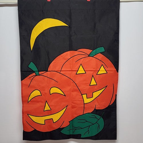 Pumpkin Jack O Lantern Halloween Double Sided Garden Yard Flag 40" x 27.5" EUC