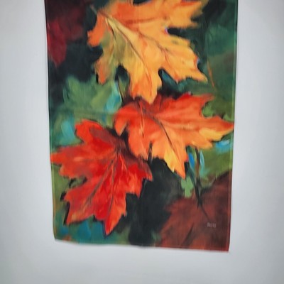 Autumn Maple Leaves Decorative Garden Flag Banner Art Hand Painted Motif 12"x18"