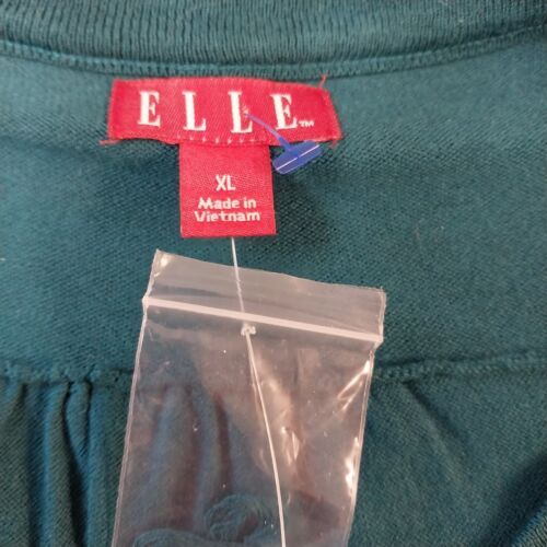 Elle Women's Turquoise XL Cardigan Ruffle Floral Button-Up Stretch Long Sleeve
