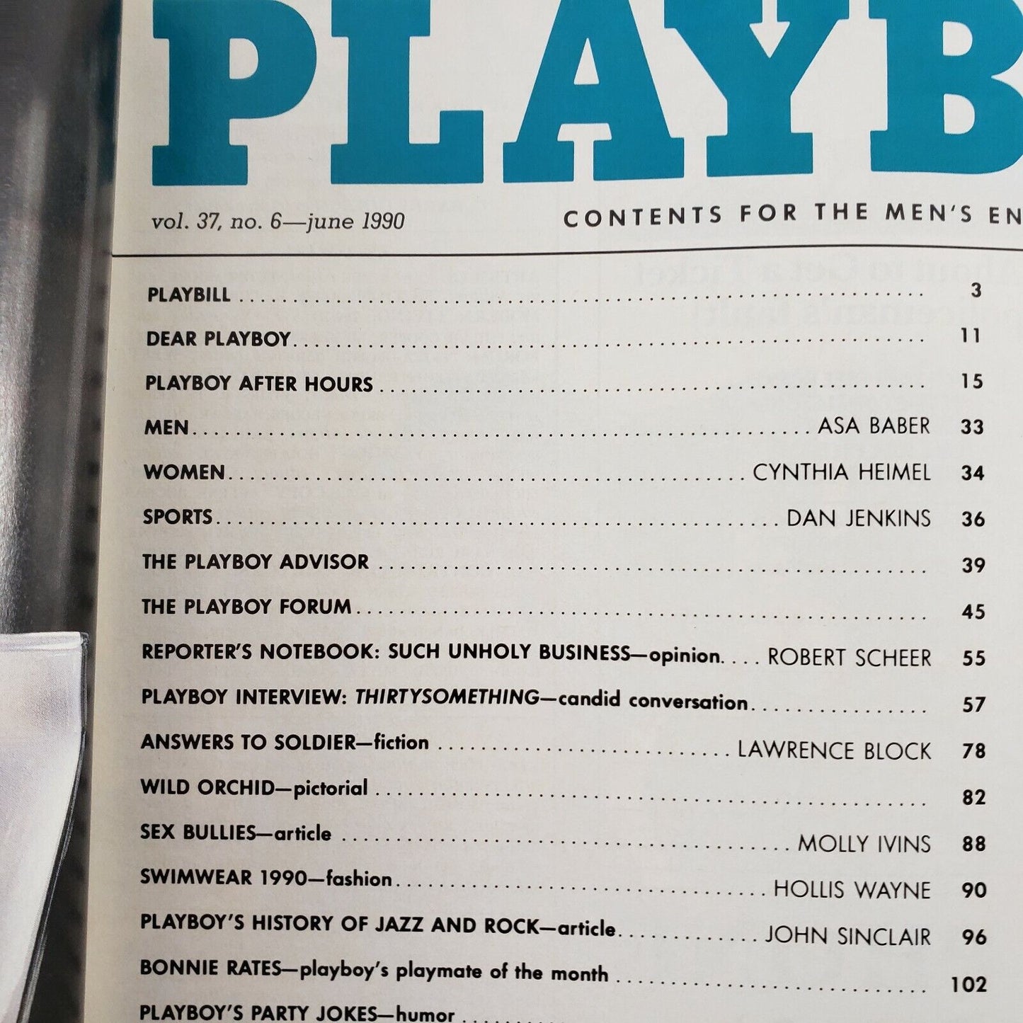 Playboy June 1990 "Wild Orchid" Bonnie Rates "Thirtysomething" Playmate Of Year