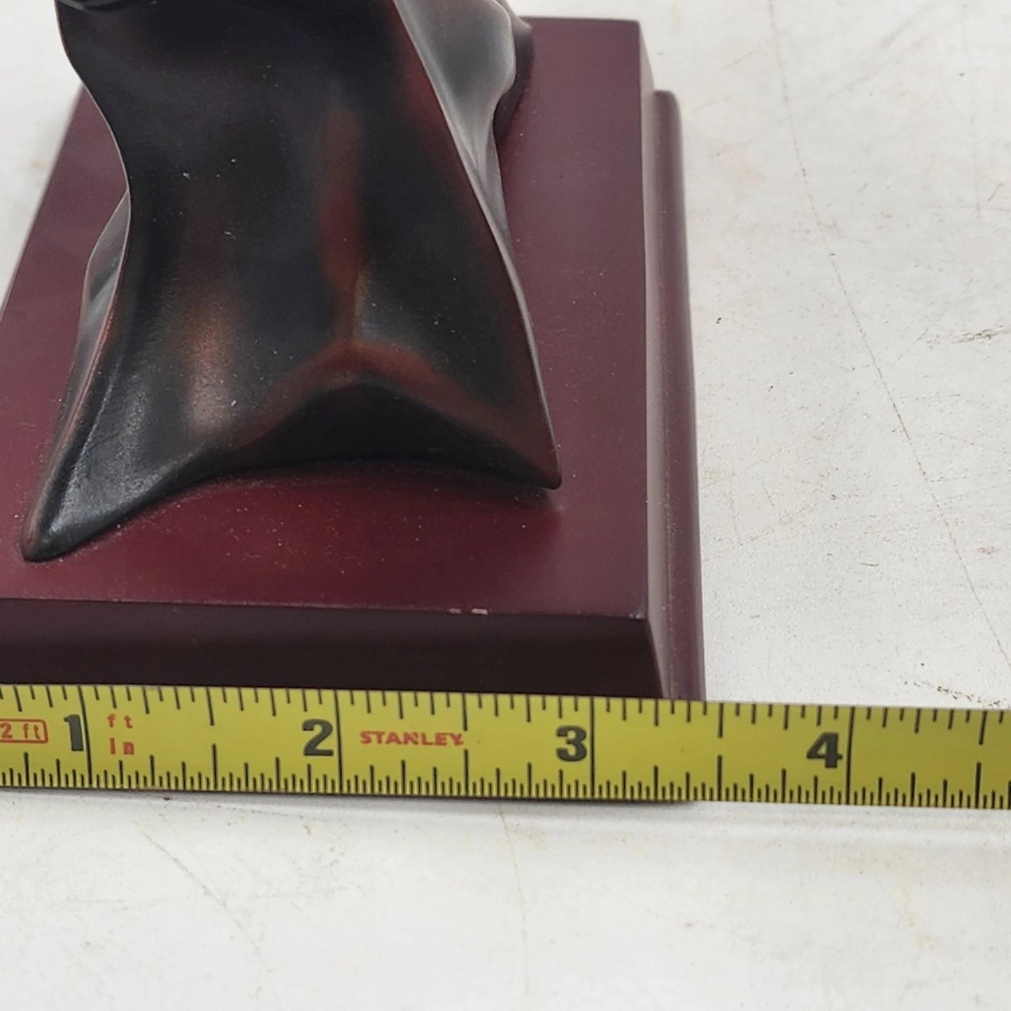 Wedding Oath Sculpture Antique Bronze Resin Ring on Finger 8" Cherry Base